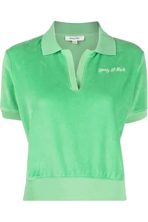 Sporty & Rich Towelling-finish logo-embroidered polo shirt