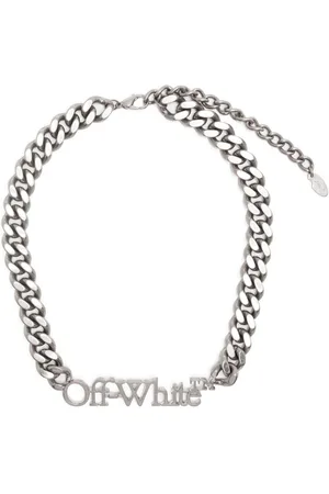 Off-White Silver Strass Paperclip Necklace Off-White