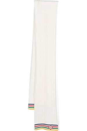 Casablanca Striped cable-knit wool scarf