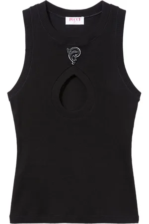 Puccini Logo-embroidered cotton tank top