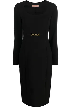 Twin-Set Chain link-detail long-sleeve dress