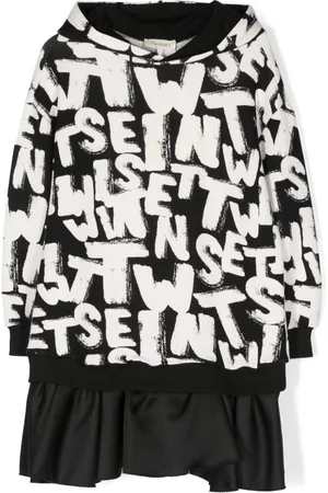 Twin-Set Logo-lettering print layered dress