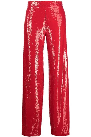 GENNY Sequinned high-waisted straight-leg trousers