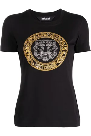 Roberto Cavalli Logo-print stud-embellished T-shirt