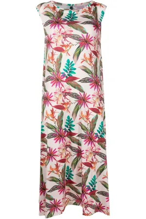 Lygia & Nanny Tie botanical-print midi dress