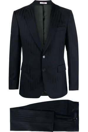 Fursac Tonal-striped single-breasted virgin wool suit