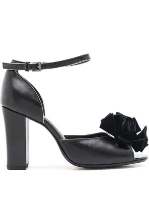 Sarah Chofakian Chantilly 75mm floral-appliqu?? leather sandals