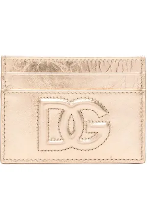 Dolce & Gabbana Embossed-logo metallic-effect wallet