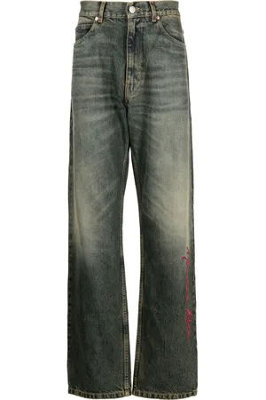 Stefan Cooke monogram-embroidered straight-leg Jeans - Farfetch