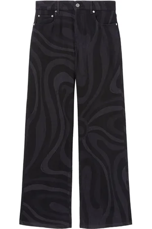 Puccini Marmo-print denim wide-leg jeans