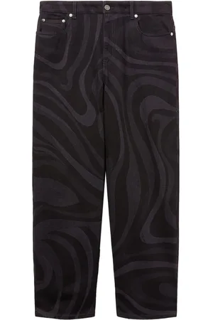 Puccini Marmo-print denim straight-leg trouser