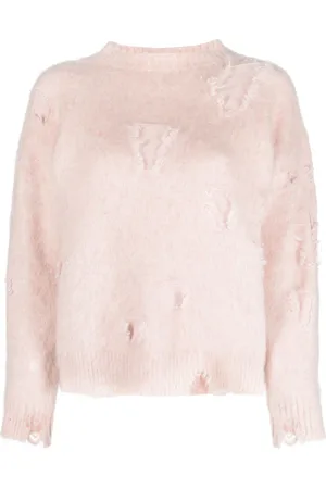 R13 Distressed crew-neck jumper