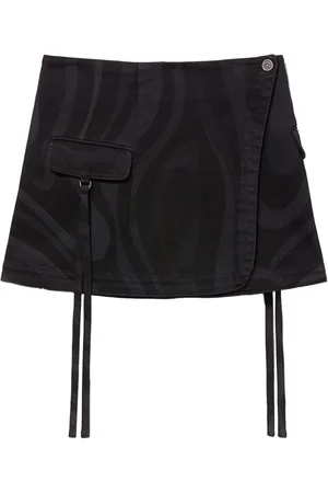 Puccini Printed denim skirt