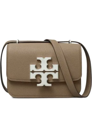 Tory Burch Eleanor Small Crocodile-effect Leather Shoulder Bag in Natural