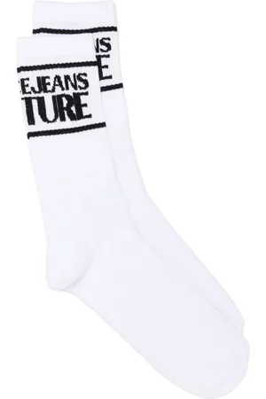 VERSACE Intarsia-knit logo stretch-cotton socks