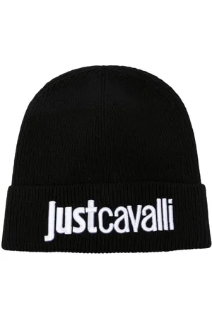 Roberto Cavalli Logo-embroidered ribbed-knit beanie