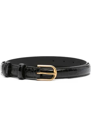 NILI LOTAN Crocodile-embossed leather belt