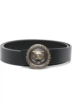 Roberto Cavalli Tiger Head-buckle leather belt