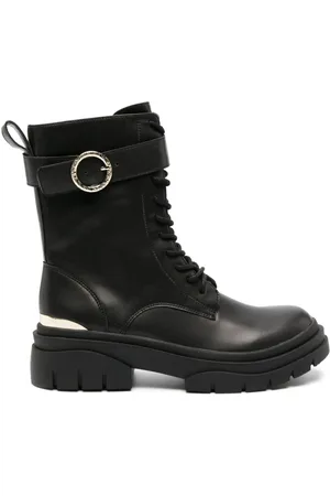 Roberto Cavalli Belted-ankle leather boots