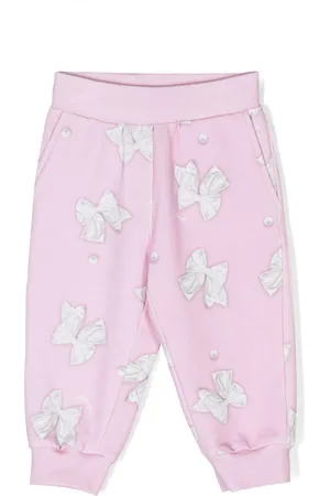 MONNALISA Bow-print cotton track pants