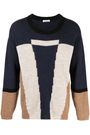 There Was One Colour-block intarsia jumper