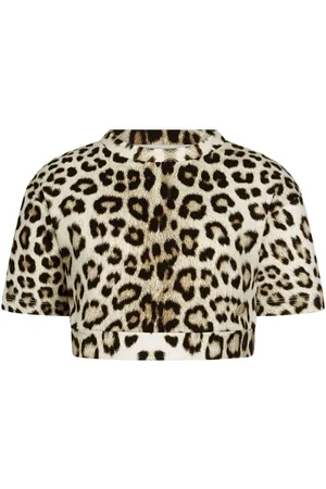 Roberto Cavalli Animal-print cotton crop top