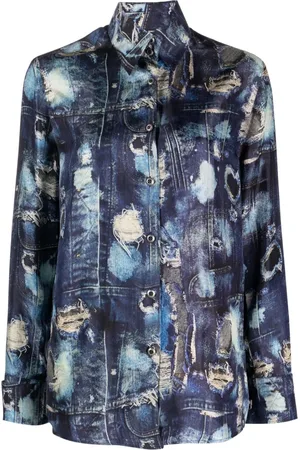 John Richmond Kaarin denim-pattern long-sleeve shirt