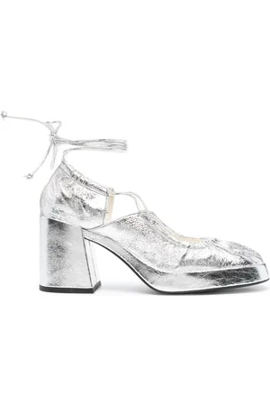 Bimba Y Lola Leather Pointed-toe Ballerina Shoes In Silber