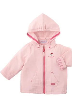 Miki House Rabbit-embroidered zipped hooded jacket
