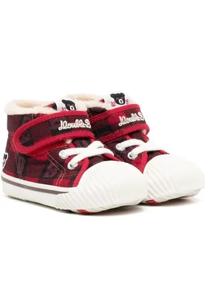 Miki House Check-print cotton sneakers