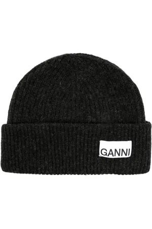 Ganni Logo-patch ribbed beanie