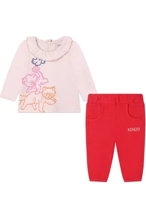 Kenzo Graphic-print ruffled-collar trousers set