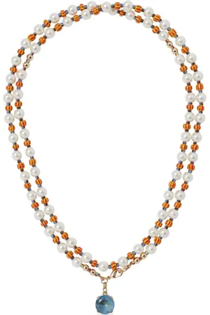 White Pearl and Multi-Color Stone Beaded Necklace | Ileana Makri