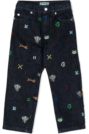 Kenzo Embroidered-motif denim trousers