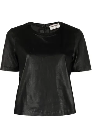 Zadig & Voltaire Tas crew-neck leather T-shirt