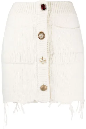 Vetements Rhinestone-embellished knitted miniskirt