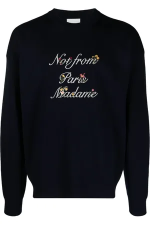 Drôle de Monsieur Slogan-embroidered merino-wool jumper