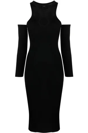 Pinko Drop-shoulder ribbed-knit midi dress