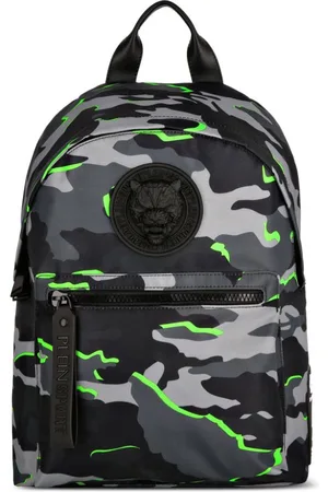 Plein Sport Tiger Head-motif Debossed Backpack - Black