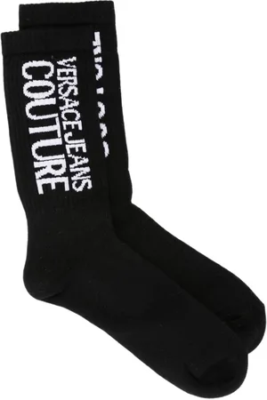 VERSACE Intarsia-knit logo stretch-cotton socks
