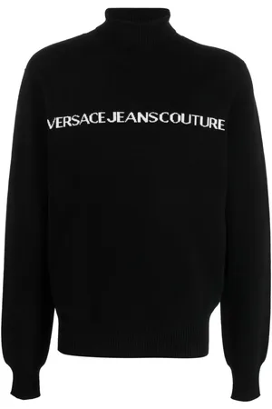 VERSACE Logo-print roll-neck jumper