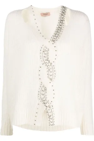 Twin-Set Sequin-embellished V-neck jumper