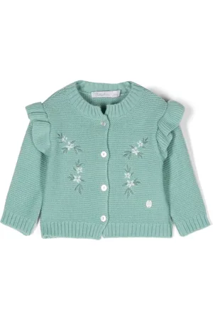PATACHOU Floral-embroidered fine-knit cardigan