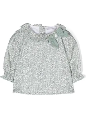 PATACHOU Floral-print ruffle-collar cotton blouse