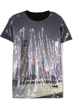 DKNY Sequin-embellished short-sleeve dress
