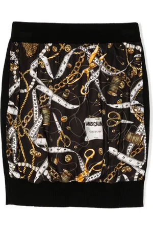 Moschino Sartorial-print knitted wool skirt