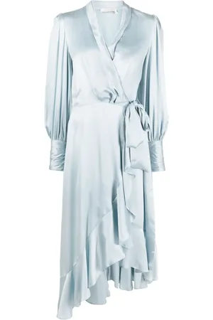 ZIMMERMANN Asymmetric wrap silk midi dress