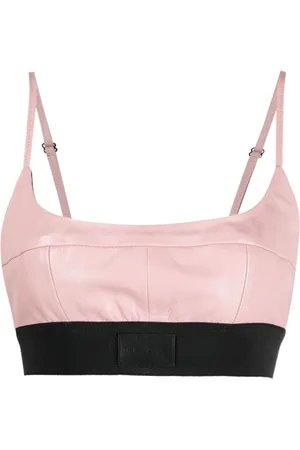 The Mannei Catalina logo-patch leather top