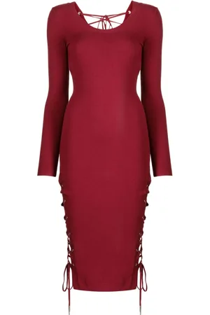 FLEUR DU MAL Lace-up knit midi dress