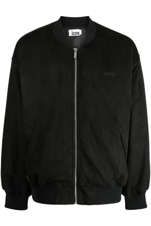 Izzue Text-embroidered velvet-finish bomber jacket